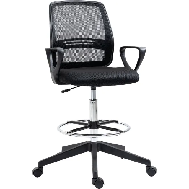 Vinona Ergonomische bureaustoel - Met voetensteun en armleuningen - In hoogte verstelbaar - 68 x 66 x 100-120 cm - Zwart