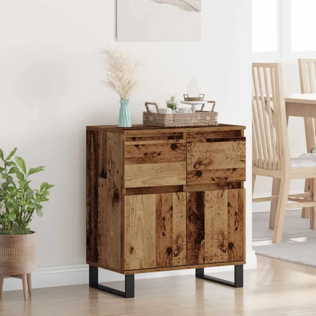 vidaXL Dressoir Oud Hout 60 x 35 x 70 cm Gemonteerd hout en ijzer Bruin