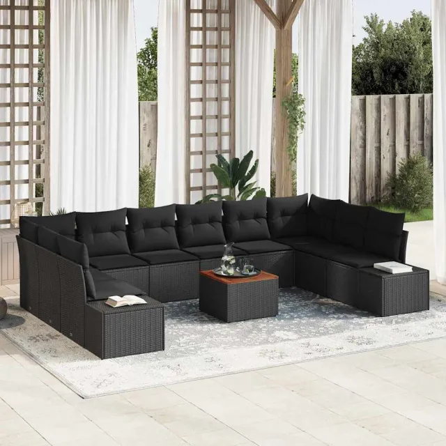 vidaXL Tuin Sofa Set 11 st Zwart, foto 2
