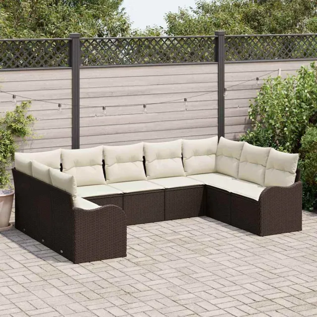 vidaXL Tuin Sofa Set 9 st Bruin poly rattan, foto 2