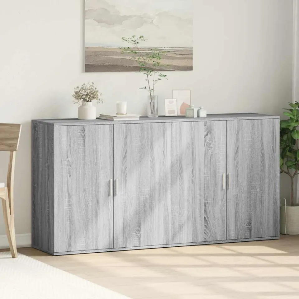 vidaXL Dressoirs 2 st 79x38x80 cm bewerkt hout grijs sonoma eikenkleur, foto 3