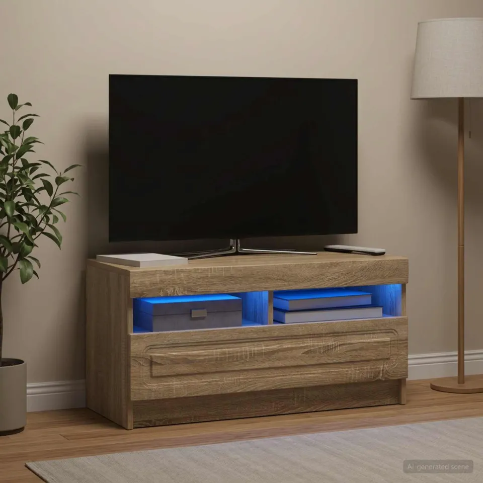 vidaXL LED tv-meubel Sonoma Eiken Bewerkt hout, foto 4