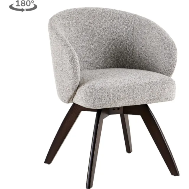 Meubelplaats Tower Living Brescia eetkamerstoel - Puente 09 light grey- Espresso (draaibaar) Naturel