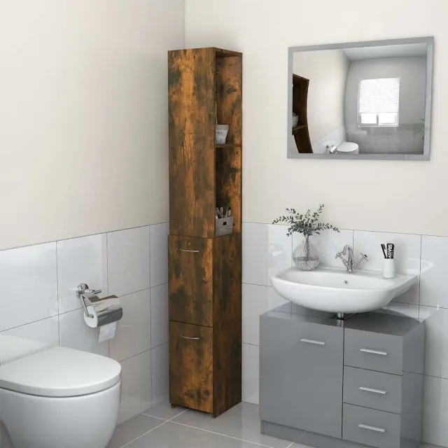 vidaXL Badkamerkast 25x26,5x170 cm bewerkt hout gerookt eikenkleurig Bruin