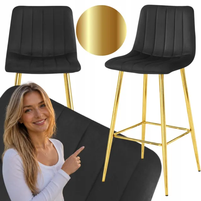 MUFART Luxe Velours Barstoel MARANELLO Zwart - Stijlvol & Comfortabel