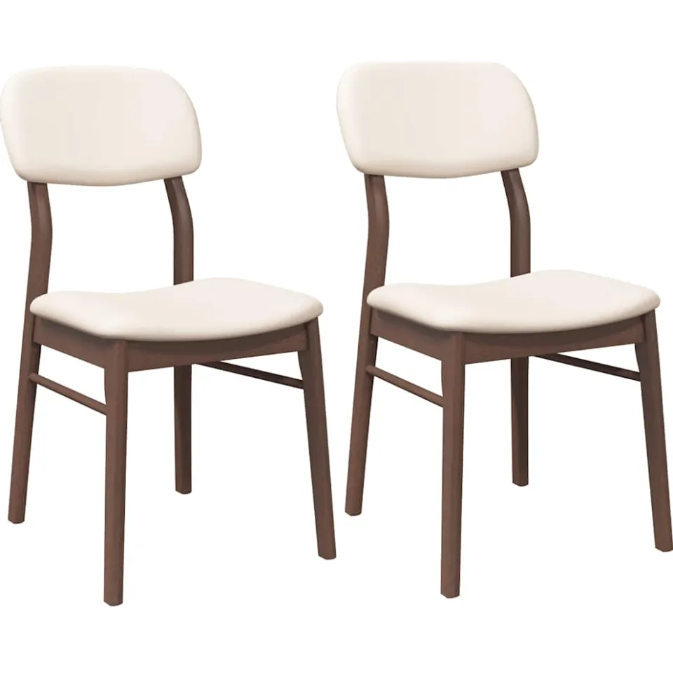 vidaXL Eetkamerstoelen met kussens 2 st massief hout rubber bruin