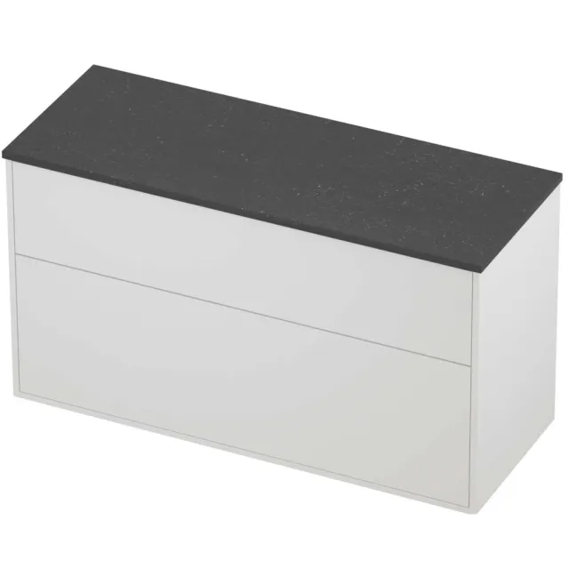 Proline Deck Badmeubelset Hardsteen Voor Grepen 2 Laden 120x46x67 cm Blue Stone Mat White Mat Wit