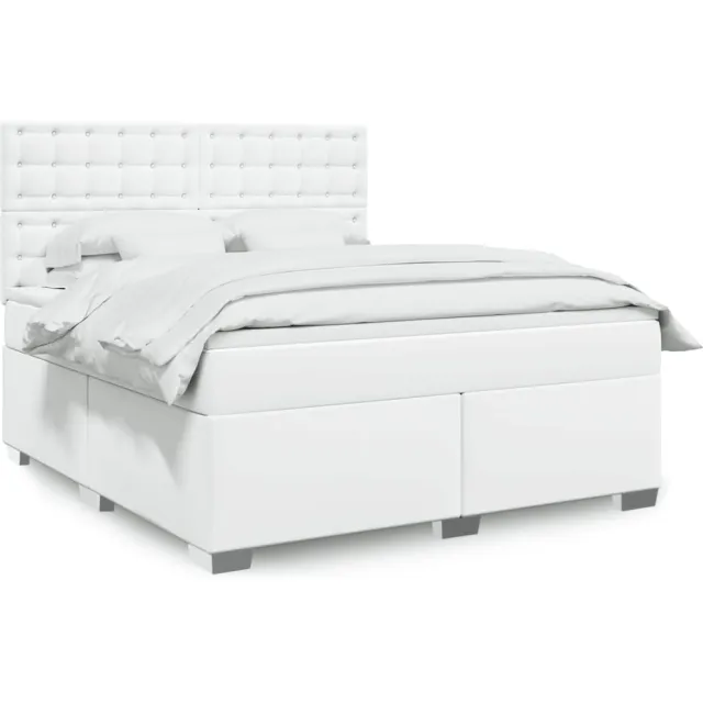 vidaXL Boxspring met matras kunstleer wit 180x200 cm