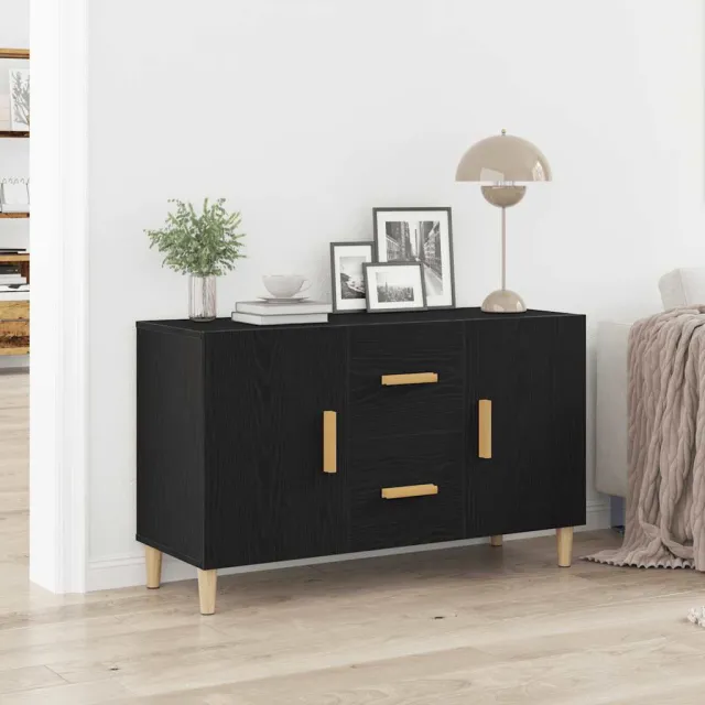 vidaXL Dressoir 100x36x60 cm spaanplaat zwart eikenkleurig, foto 2