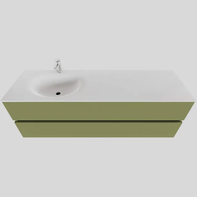 Boss & Wessing Badkamermeubel Solid Surface BWS Stockholm 150x46 cm Links Mat Groen (met 1 kraangat)