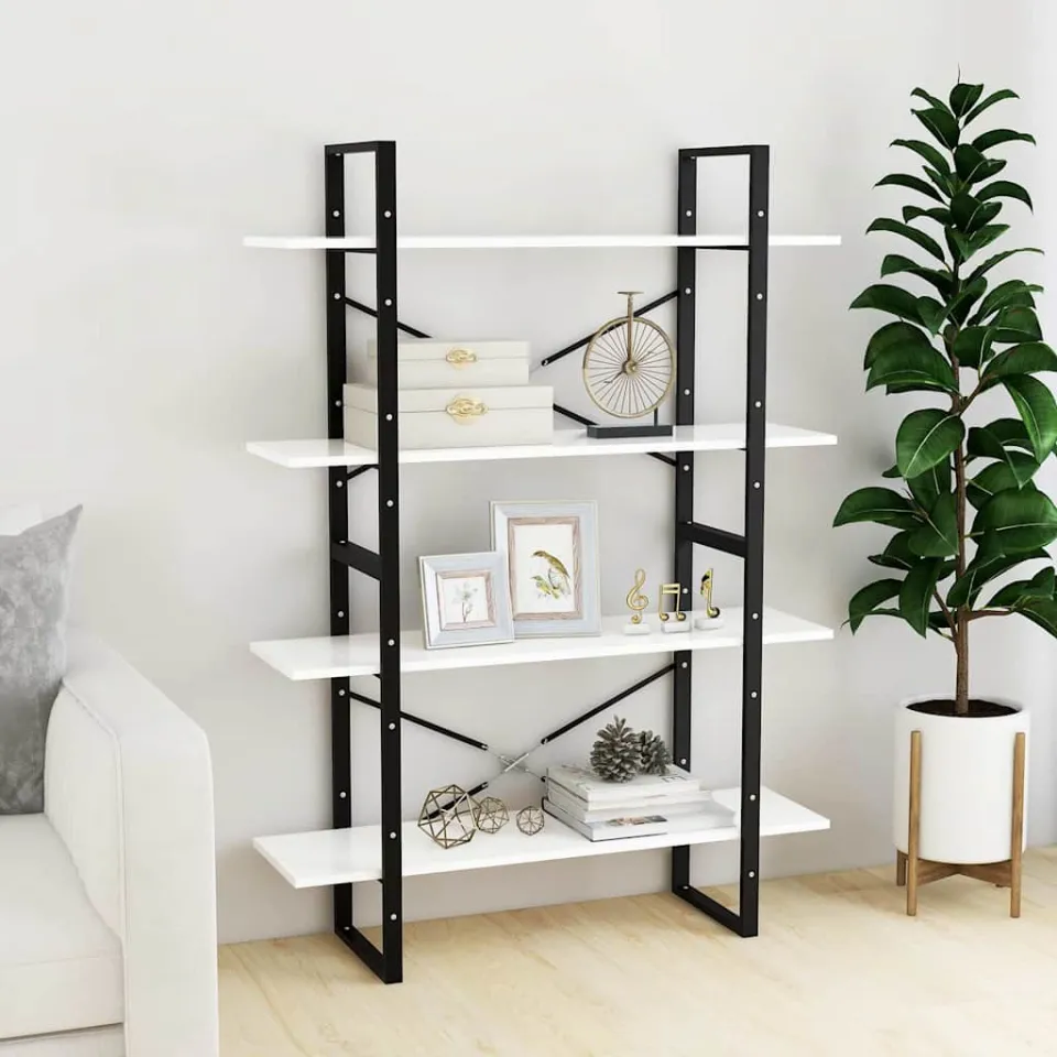 vidaXL Boekenkast met 4 schappen 100x30x140 cm bewerkt hout wit, foto 3