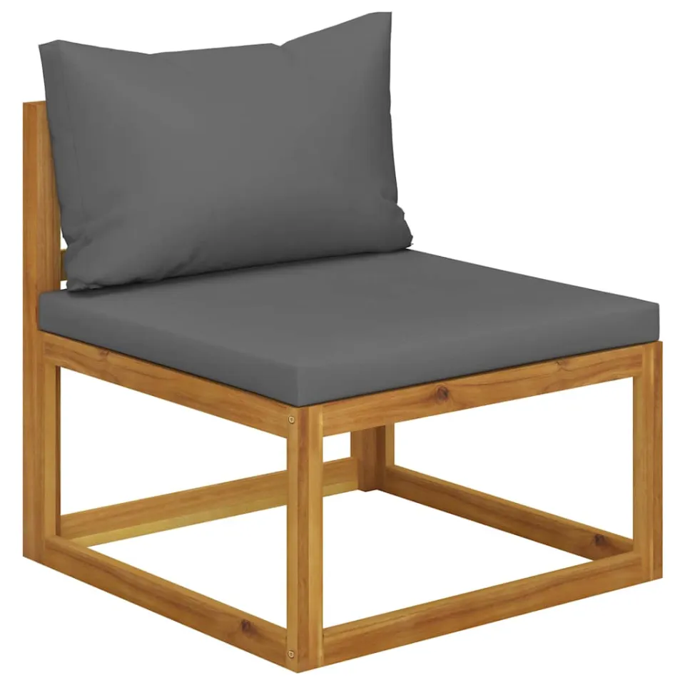 vidaXL 4-delige Loungeset met kussens massief acaciahout grijs, foto 4