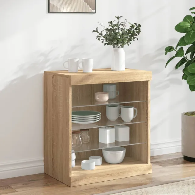 vidaXL Dressoir met LED-verlichting 60,5x37x67 cm sonoma eikenkleurig, foto 2