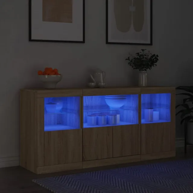 vidaXL Dressoir met LED-verlichting 142,5x37x67 cm sonoma eikenkleurig, foto 2