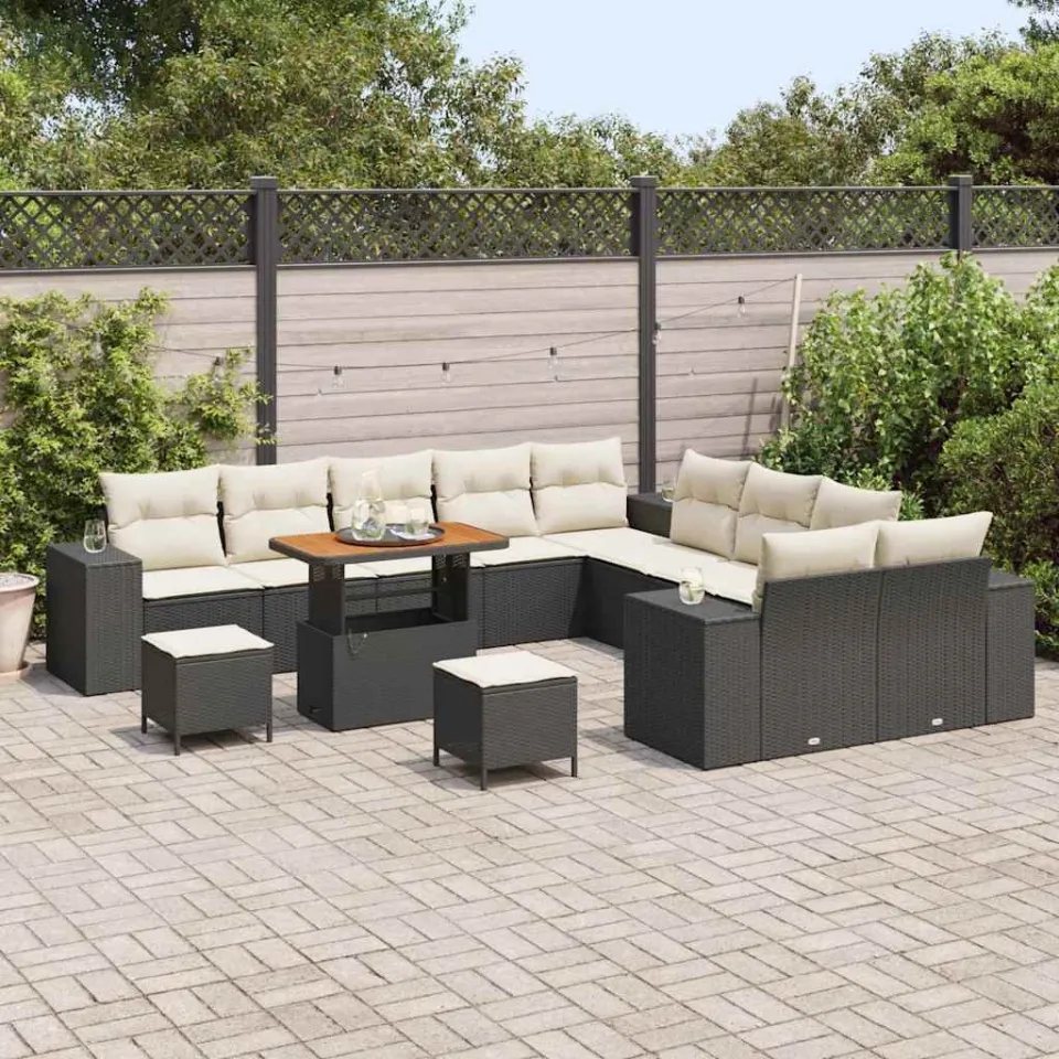 vidaXL Tuin Sofa Set 13 st Zwart poly rattan, foto 2