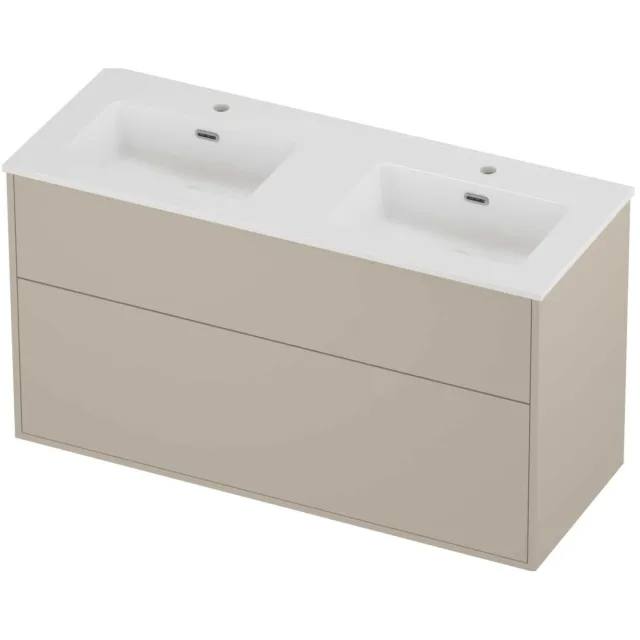 Proline Tribute Badmeubelset Porselein Elegant In Kader 120x46x67 cm Glans Wit Soft Linen Beige