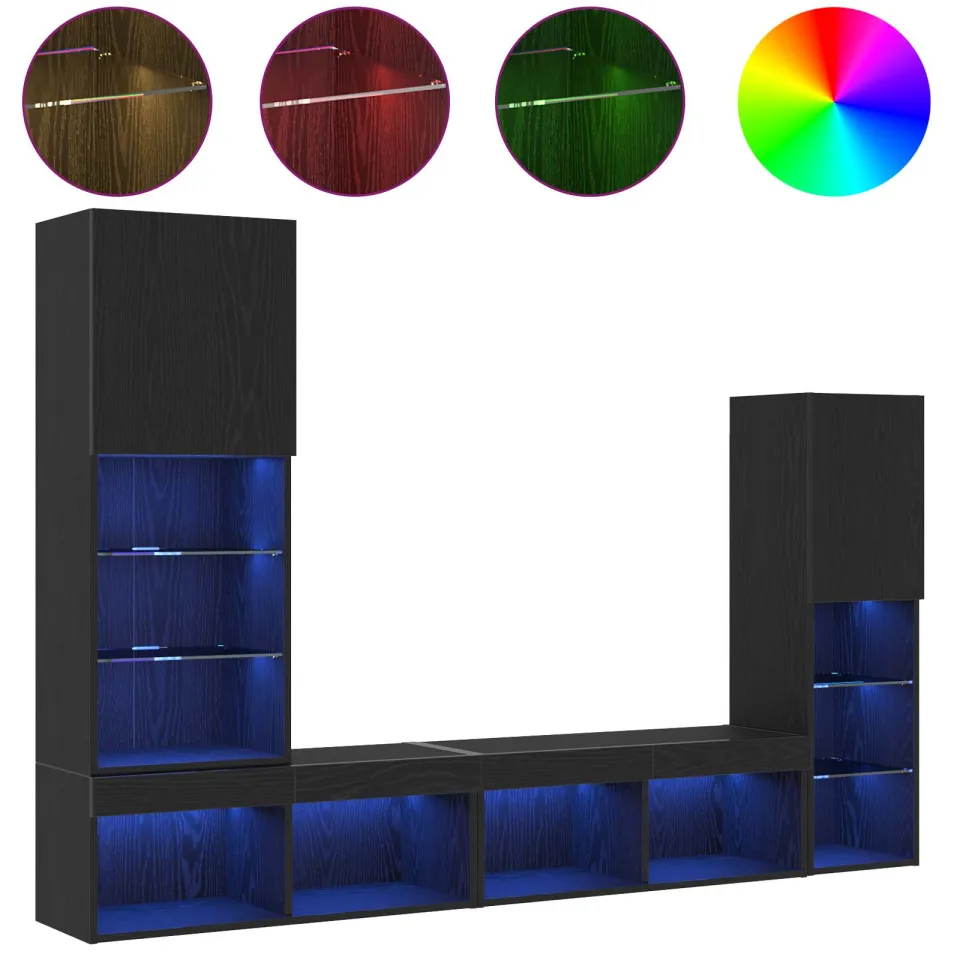 vidaXL TV-kast 4 st Zwart eiken Bewerkt hout, foto 4