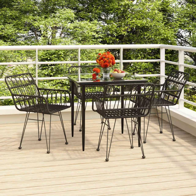 vidaXL 5-delige Tuinset poly rattan zwart, foto 2