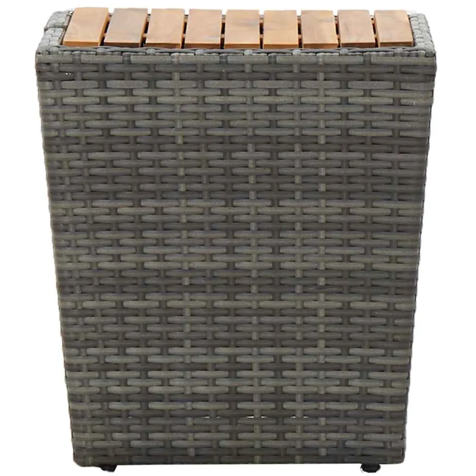 vidaXL Theetafel 41,5x41,5x43 cm poly rattan massief acaciahout grijs, foto 2