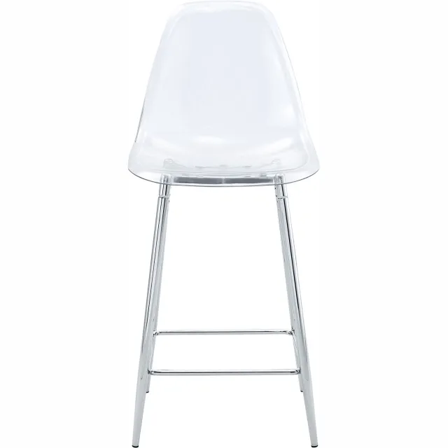SONNENH Transparante barkrukken set van 2 - Zilverkleurig metalen frame - Zithoogte 65 cm Transparant met zilverkleurig frame
