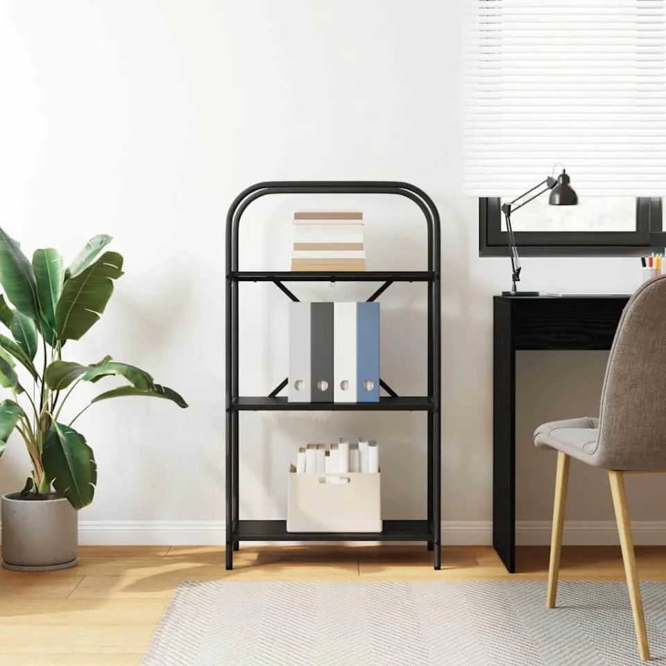 vidaXL Boekenkast 3-laags 60 x 30 x 109 cm Bewerkt hout Zwart Eiken, foto 4