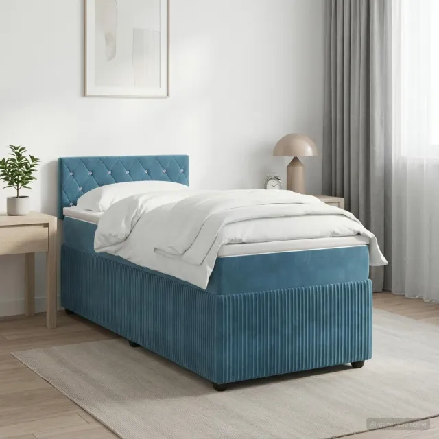 vidaXL Boxspringbed met matras Donkerblauw 100 x 200 cm Fluweel