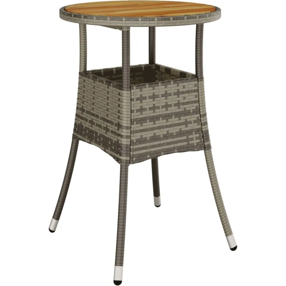 vidaXL 3-delige Tuinset met kussens poly rattan en acaciahout grijs, foto 4