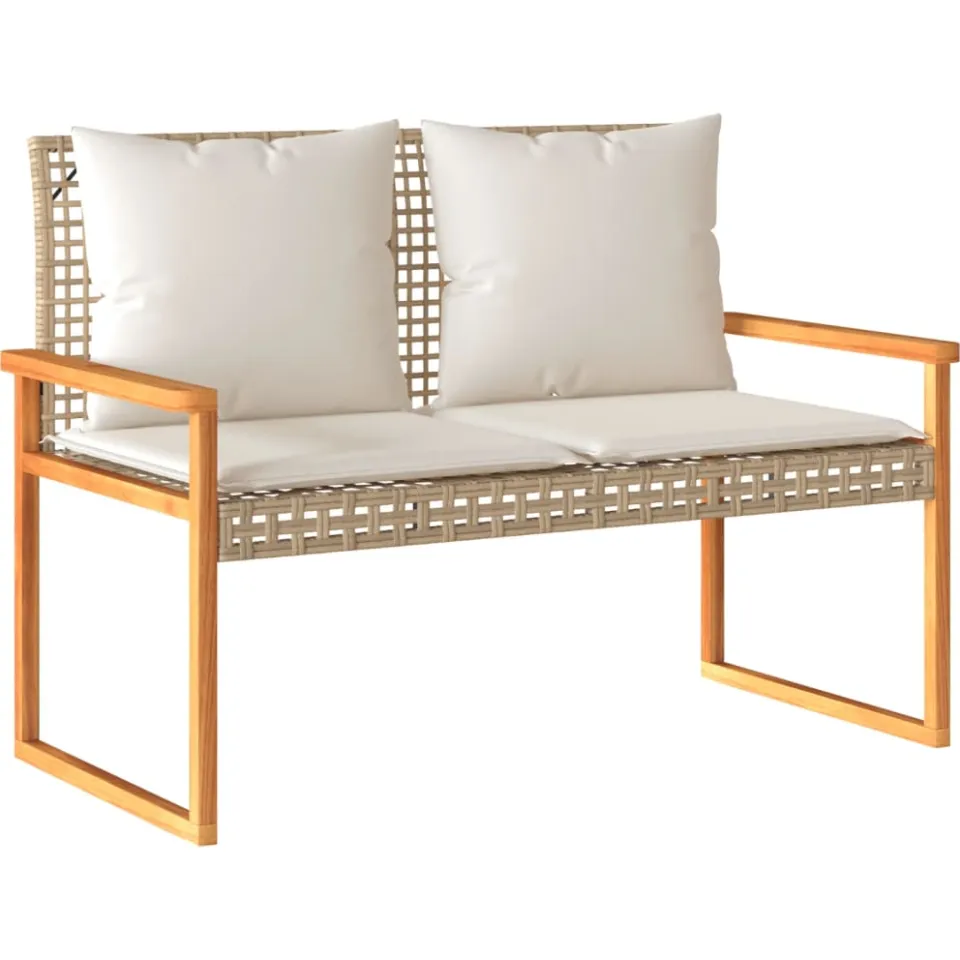 vidaXL 4-delige Loungeset met kussens poly rattan gemengd beige, foto 3