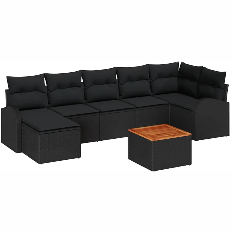 vidaXL Tuinbankenset 8 st Zwart poly rattan