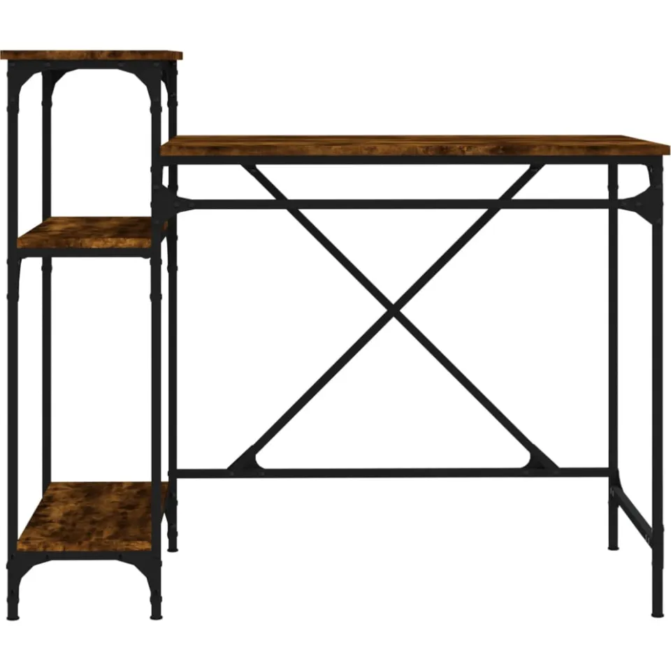 vidaXL Bureau 105x50x90 cm bewerkt hout en ijzer gerookt eikenkleur, foto 4