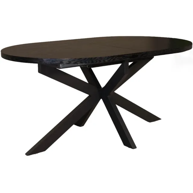 Lizzely Garden & Living Uitschuifbare eettafel ovaal 160-220cm Liam zwart MDF eetkamer tafel