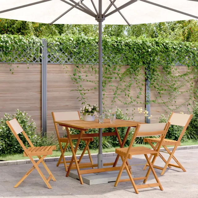 vidaXL 5-delige Tuinset massief hout en stof beige