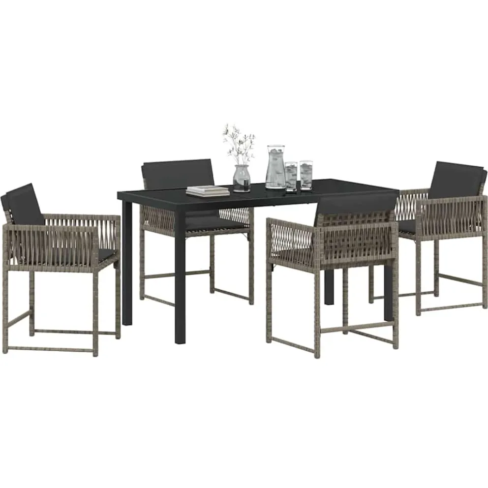 vidaXL Tuin eettafelset 5 st Grijs poly rattan