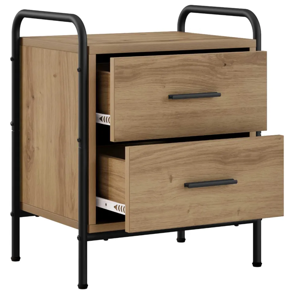 vidaXL Nachtkastje Artisanaal eiken 40 x 30 x 50 cm Bewerkt hout Bruin
