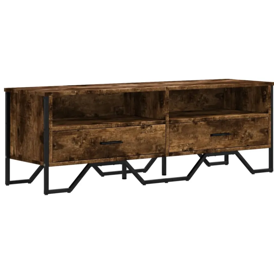 vidaXL Tv-meubel 122x34x41 cm bewerkt hout gerookt eikenkleurig, foto 3