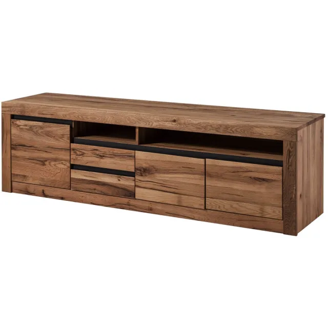 MASSIVMOEBEL24 .DE wilde eik / moseik TV-meubel bruin massief hout 185x45x55 cm (BxTxH) geolied volledig massief gemonteerd MONTREUX #330