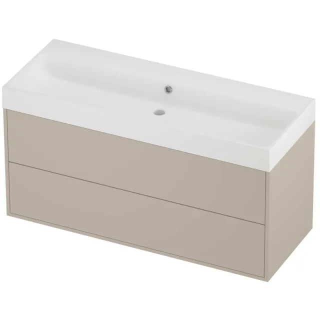 Proline Podium Badmeubelset Polystone Loft 2 Laden 120x46x62 cm Mat White Soft Linen Beige