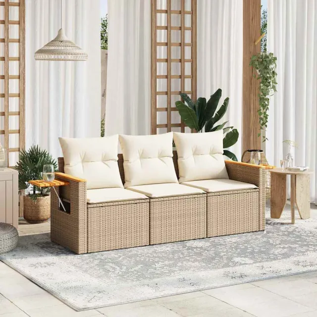 vidaXL Patio Sofa Set 3-zits Beige and Cream, foto 2