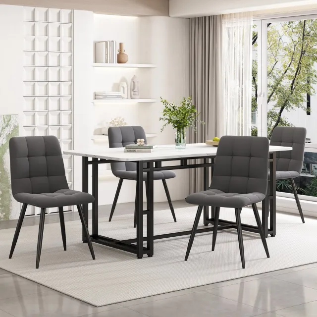STILVORA Eettafel - Lichtgewicht Luxe MDF-Blad Met Zwarte Metalen Poten - Modern Design Geschikt Voor Eetkamer En Woonkamer - MDF - 140x80 Cm - Zwart+Wit