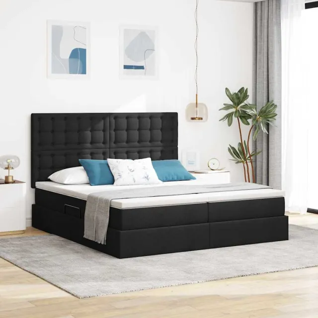 vidaXL Opslag bed Zwart 180 x 200 cm Stof