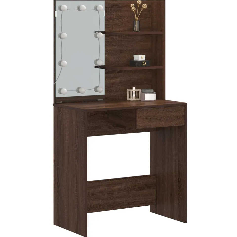 vidaXL Kaptafel met LED-verlichting 74,5x40x141 cm bruin eikenkleur