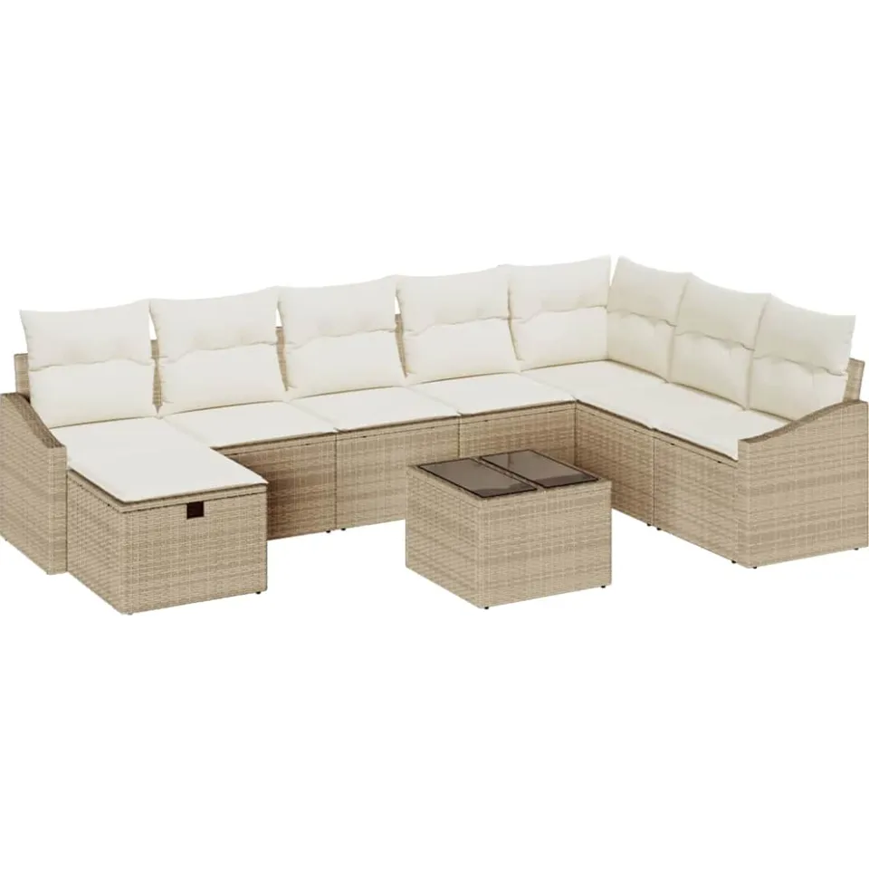 vidaXL Tuin Sofa Set 9 st poly rattan Bruin