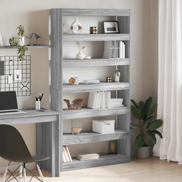 vidaXL Boekenkast 6-laags 100 x 30 x 198 cm Bewerkt hout Grijs Sonoma