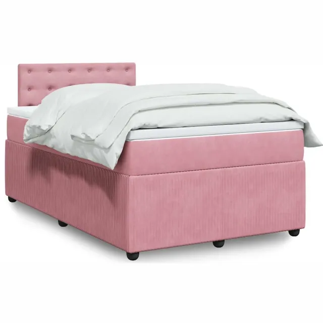vidaXL Boxspring met matras fluweel roze 120x200 cm