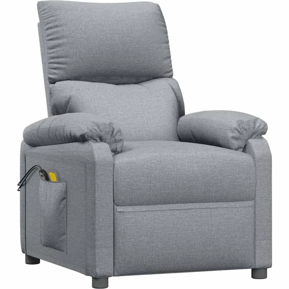 vidaXL Massagestoel elektrisch stof lichtgrijs