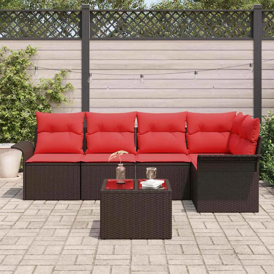 vidaXL Tuin Sofa Set 6 st Bruin poly rattan, foto 3