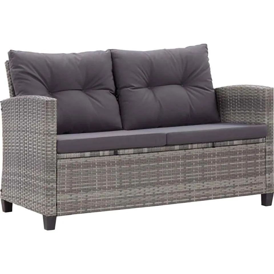 vidaXL 3-delige Tuinset poly rattan en massief acaciahout grijs, foto 3