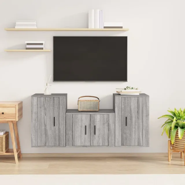 vidaXL 3-delige Tv-meubelset bewerkt hout grijs sonoma eikenkleurig, foto 2