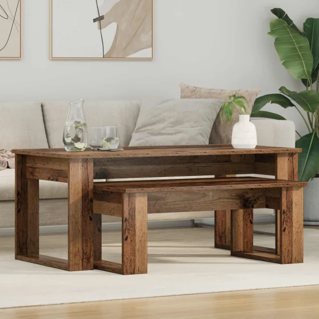 vidaXL Koffietafel Set 2 st Oudhout 100 x 50 x 42 cm Bewerkt hout Bruin