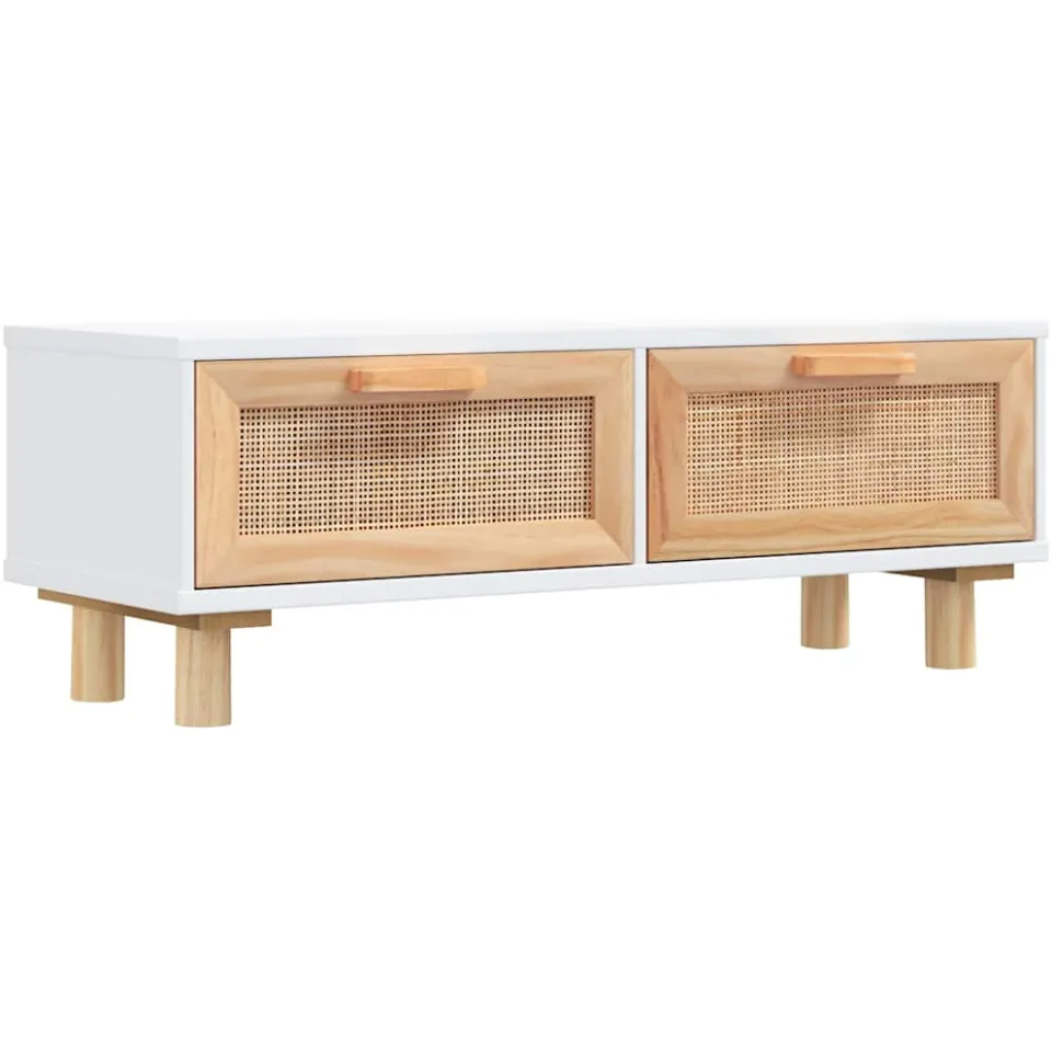 vidaXL Salontafel 80x40x30 cm bewerkt hout en grenenhout wit, foto 3